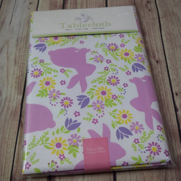 Mainstream Pink Bunny Peva Tablecloth Easy Care - Picture 1 of 5